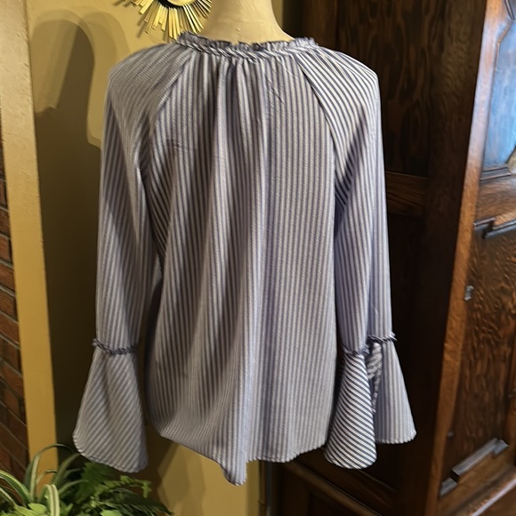 Peasant Top Striped Flowers Size S - Picture 2 of 10